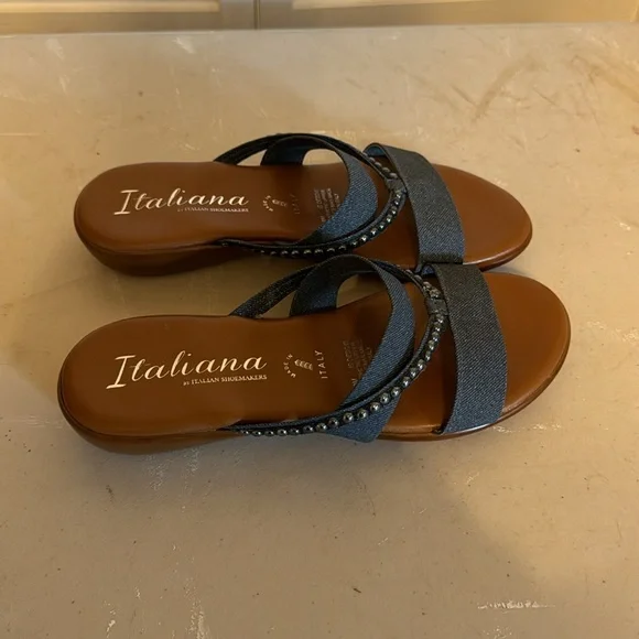 Italiana shoes Navy blue sandals size 8m - Picture 4 of 8